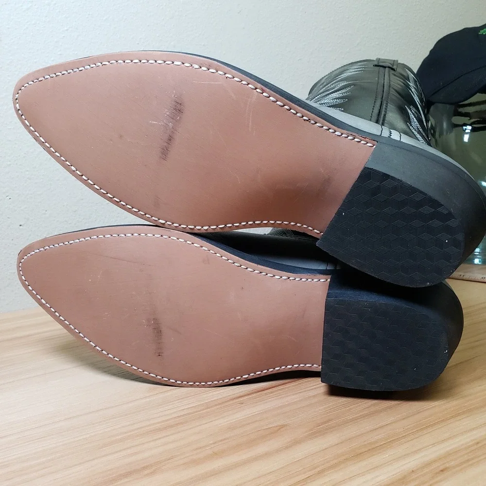 Laredo Men's Size 10.5 Extra Wide Flagstaff Western Boots Black Gray Cowboy